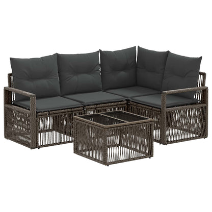 Set Divano da Giardino 5 pcs Grigio polyrattan
