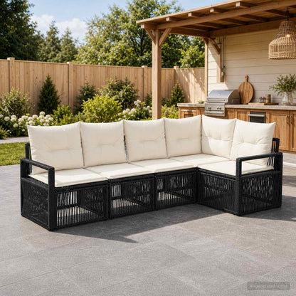 Set Divano da Giardino 5 pcs Nero polyrattan | homemem39