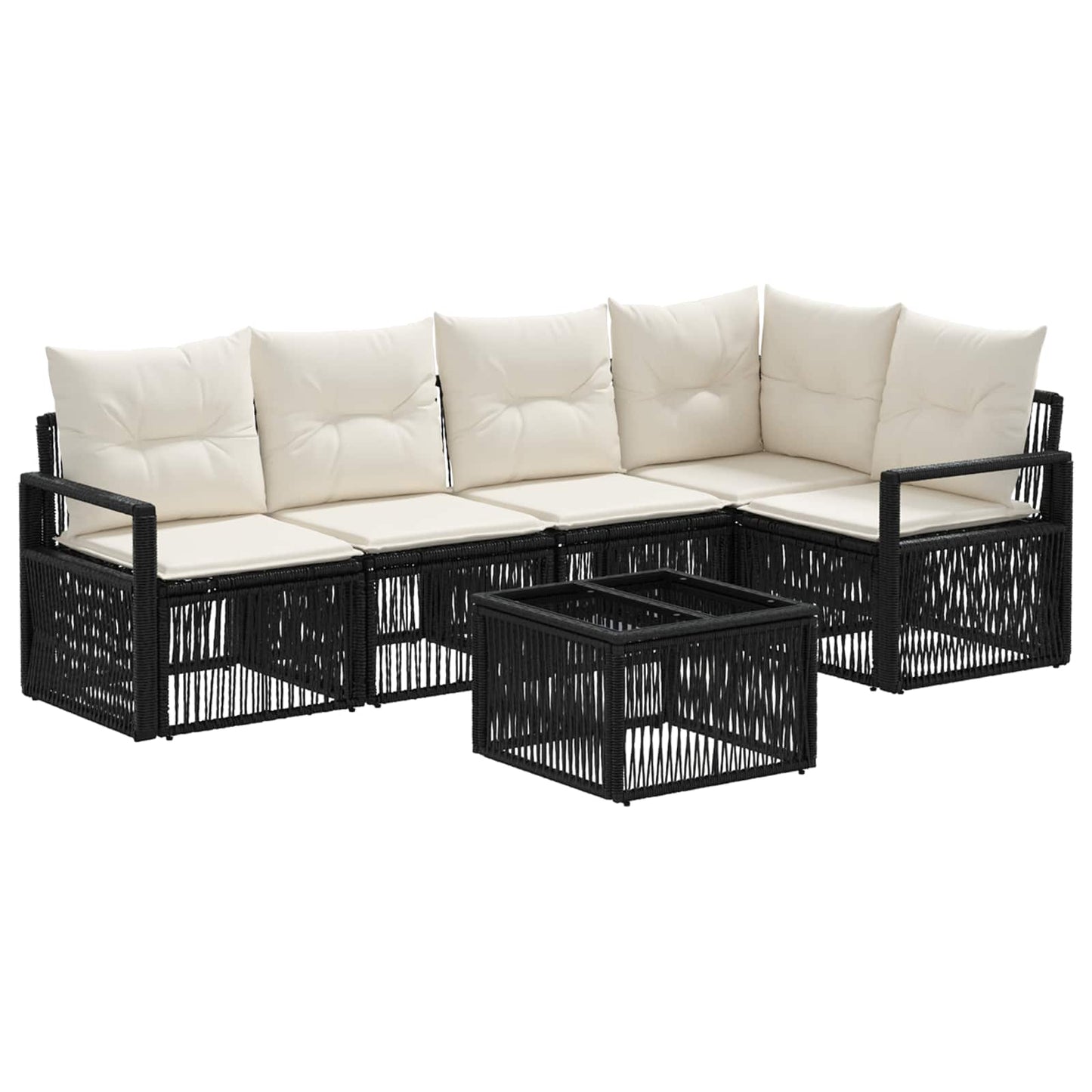 Set Divano da Giardino 6 pcs Nero polyrattan | homemem39