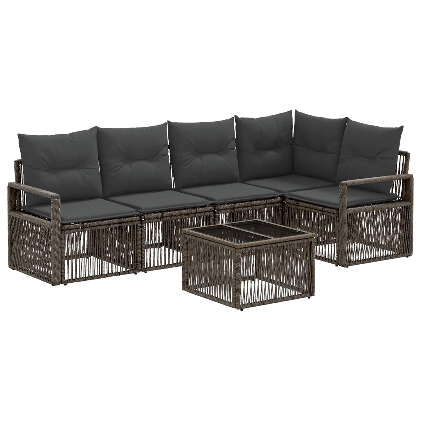 Set Divano da Giardino 6 pcs Grigio polyrattan | homemem39