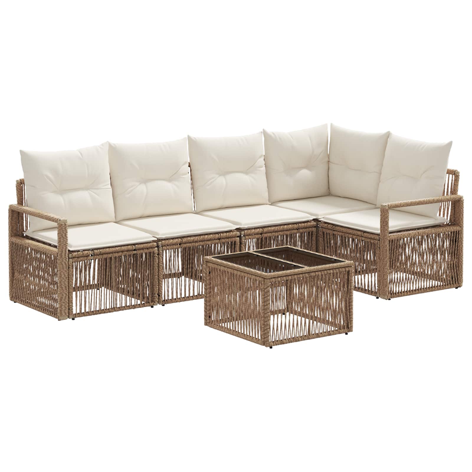 Set Divano da Giardino 6 pcs Beige polyrattan | homemem39