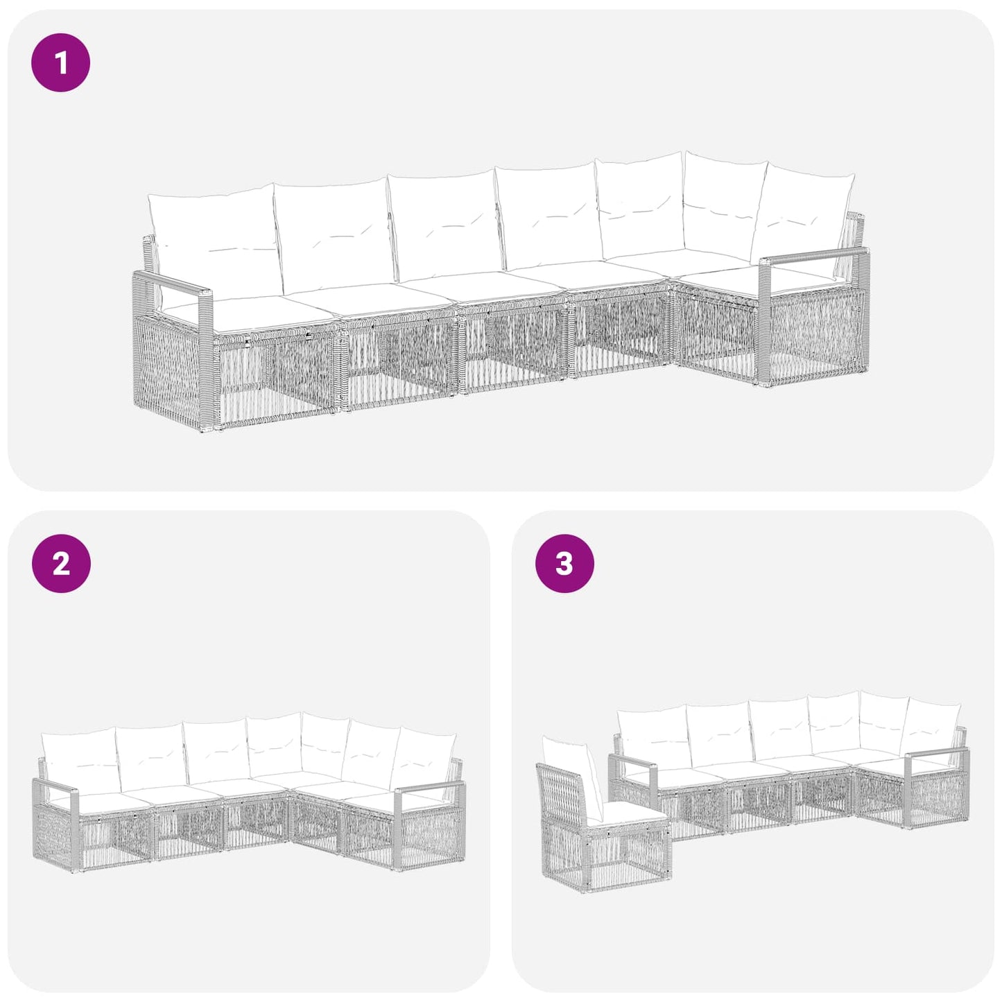 Set Divano da Giardino 6 pcs Grigio polyrattan | homemem39