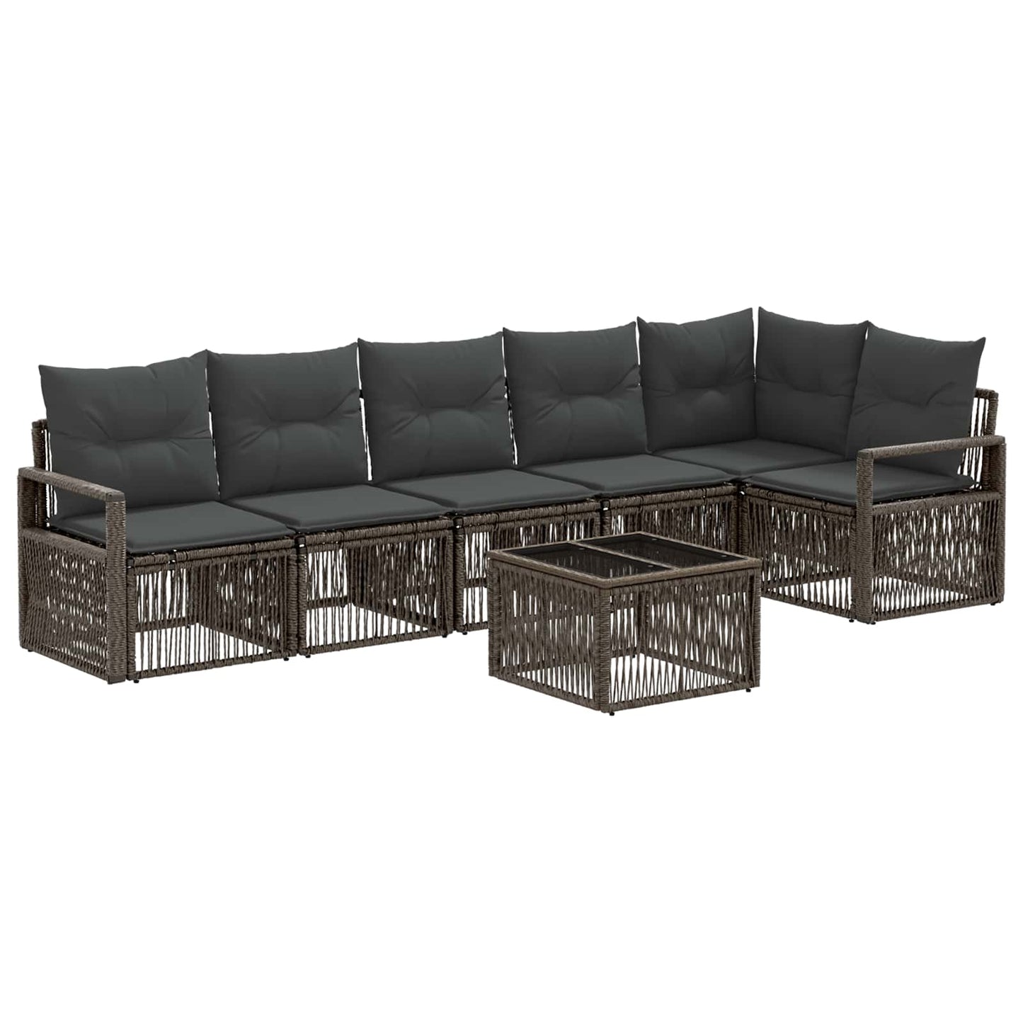 Set Divano da Giardino 7 pcs Grigio polyrattan | homemem39