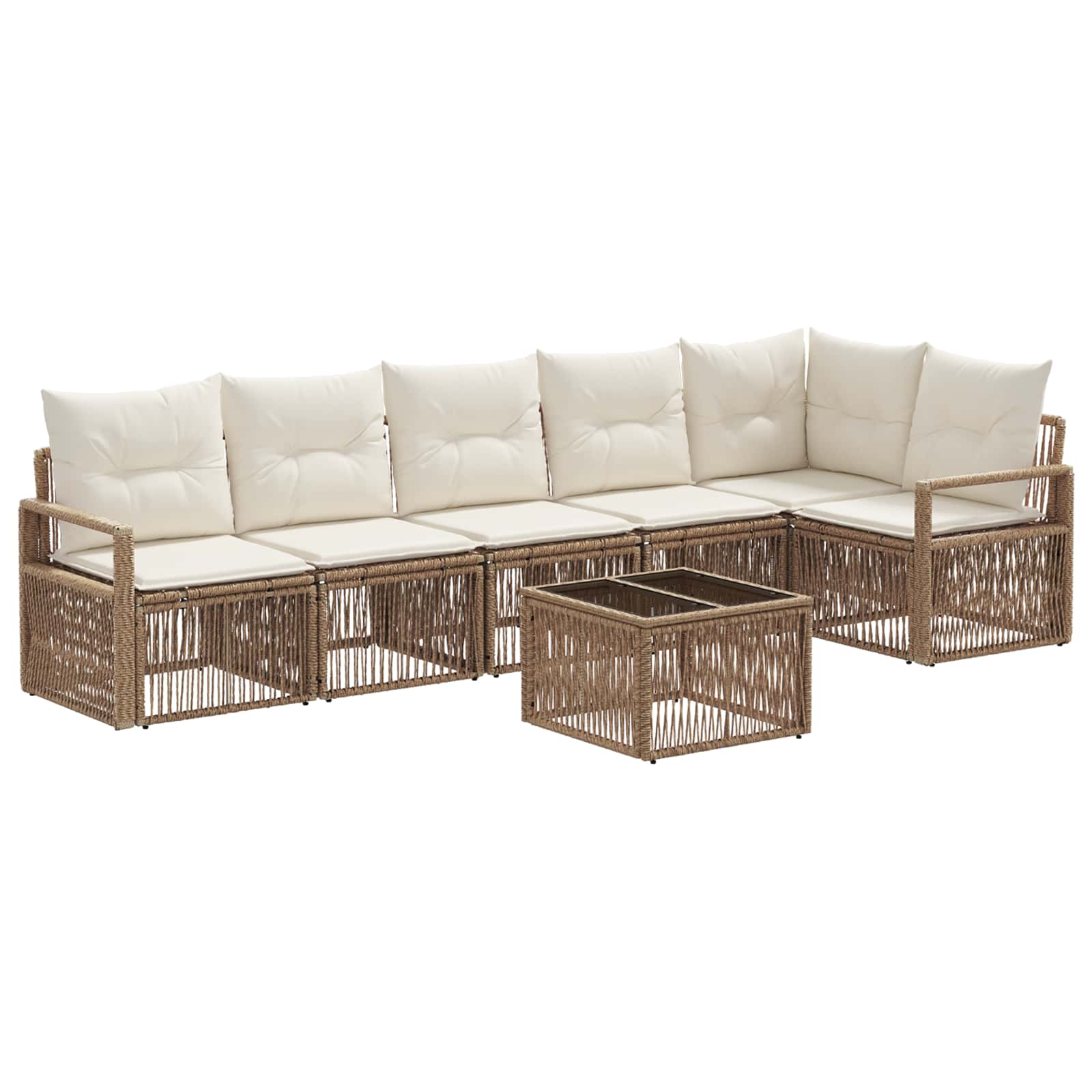 Set Divano da Giardino 7 pcs Beige polyrattan | homemem39