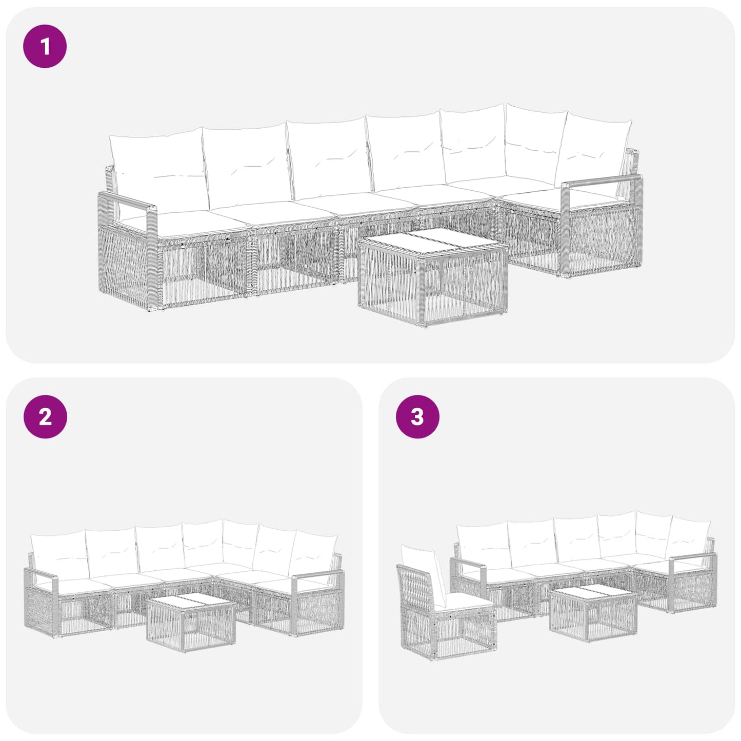 Set Divano da Giardino 7 pcs Beige polyrattan | homemem39