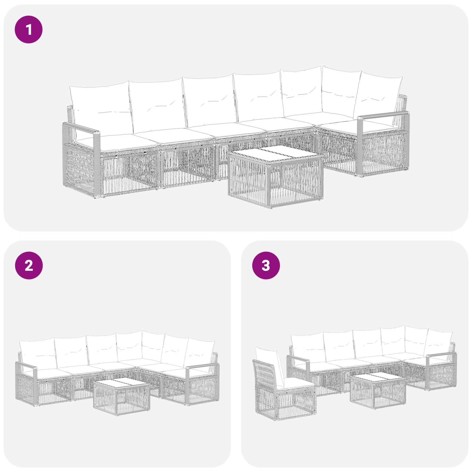 Set Divano da Giardino 7 pcs Beige polyrattan | homemem39