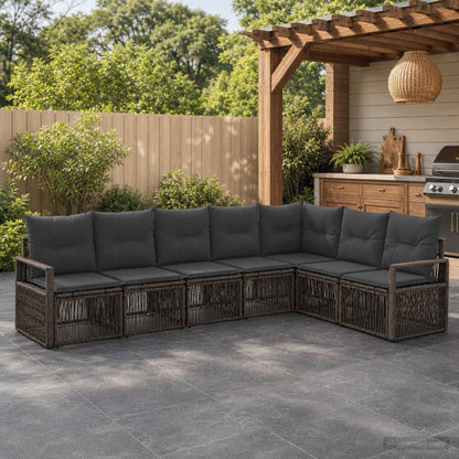 Set Divano da Giardino 7 pcs Grigio polyrattan | homemem39