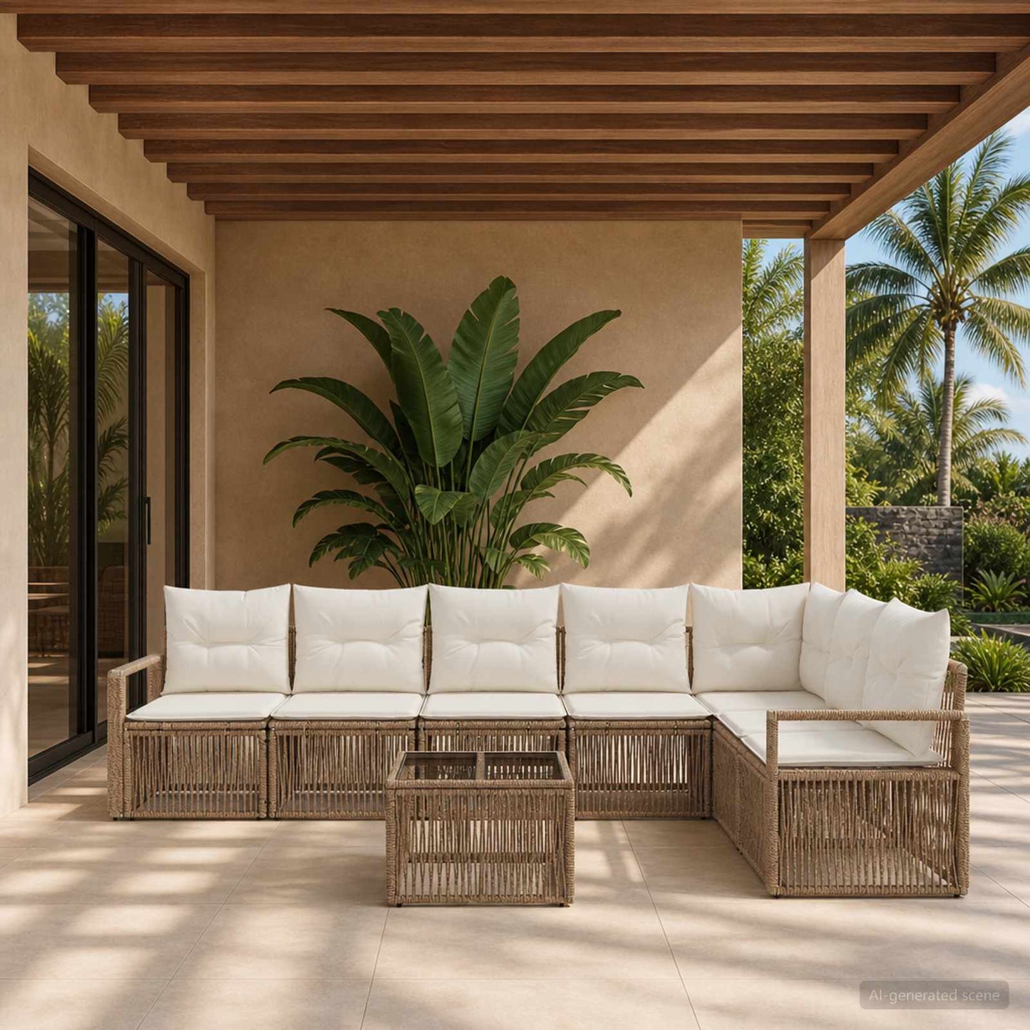 Set Divano da Giardino 8 pcs Beige polyrattan | homemem39