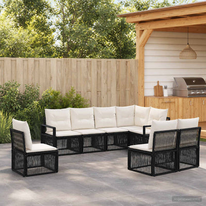 Set Divano da Giardino 8 pcs Nero polyrattan | homemem39