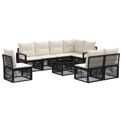 Set Divano da Giardino 9 pcs Nero polyrattan | homemem39