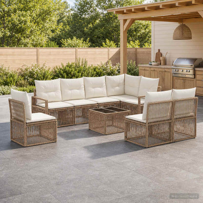 Set Divano da Giardino 9 pcs Beige polyrattan | homemem39