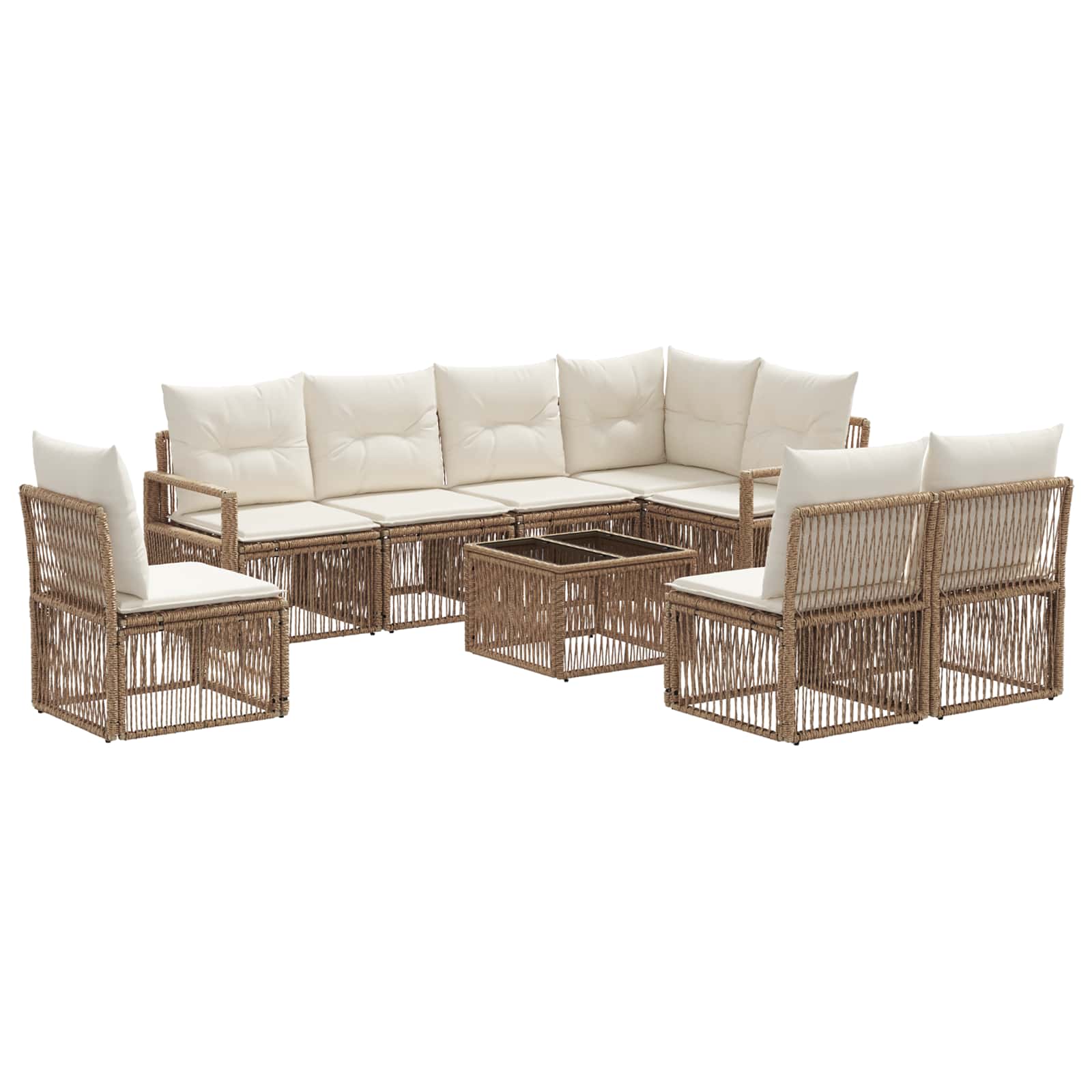 Set Divano da Giardino 9 pcs Beige polyrattan | homemem39