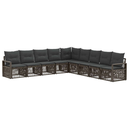 Set Divano da Giardino 9 pcs Grigio polyrattan | homemem39