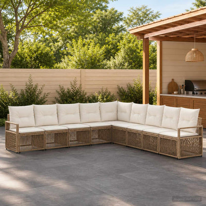Set Divano da Giardino 9 pcs Beige polyrattan | homemem39