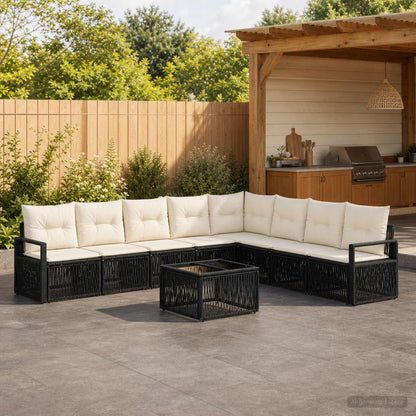 Set Divano da Giardino 10 pcs Nero polyrattan | homemem39