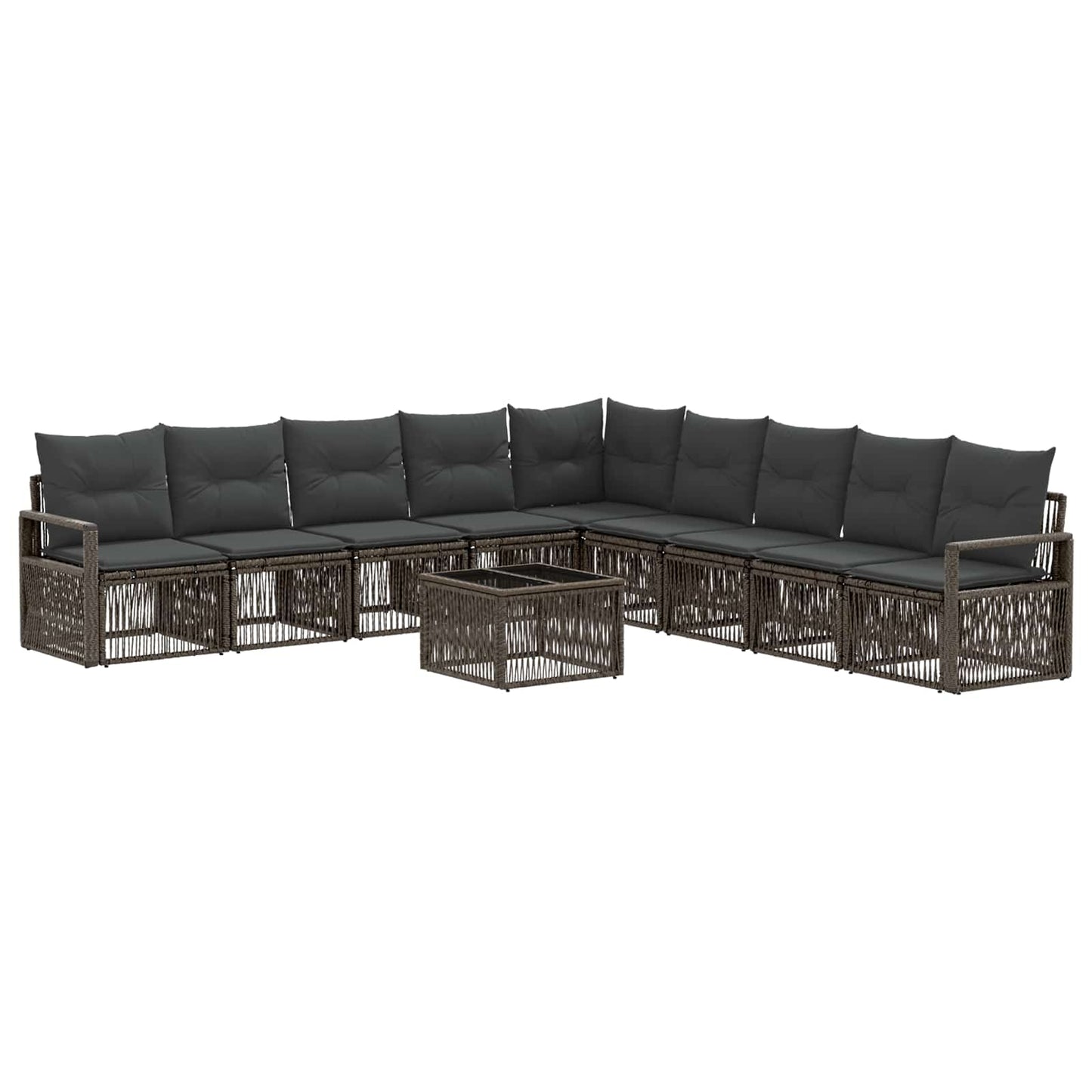 Set Divano da Giardino 10 pcs Grigio polyrattan | homemem39