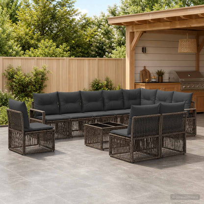 Set Divano da Giardino 11 pcs Grigio polyrattan | homemem39