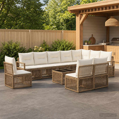 Set Divano da Giardino 11 pcs Beige polyrattan | homemem39