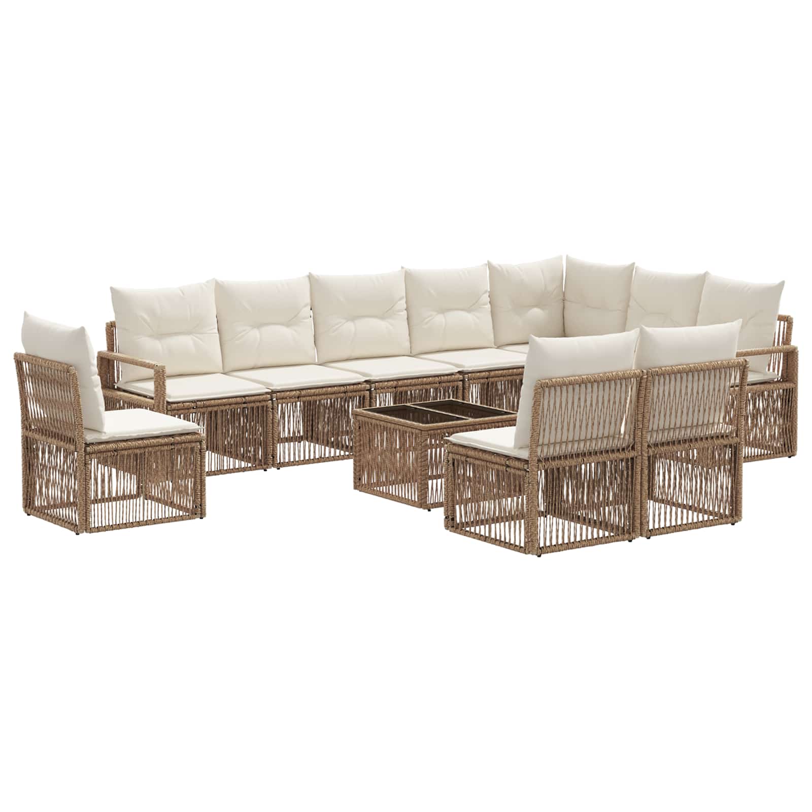 Set Divano da Giardino 11 pcs Beige polyrattan | homemem39