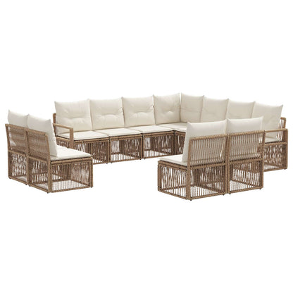 Set Divano da Giardino 11 pcs Beige polyrattan | homemem39