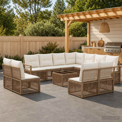 Set Divano da Giardino 12 pcs Beige polyrattan | homemem39