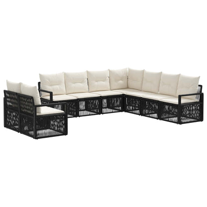 Set Divano da Giardino 9 pcs Nero polyrattan | homemem39
