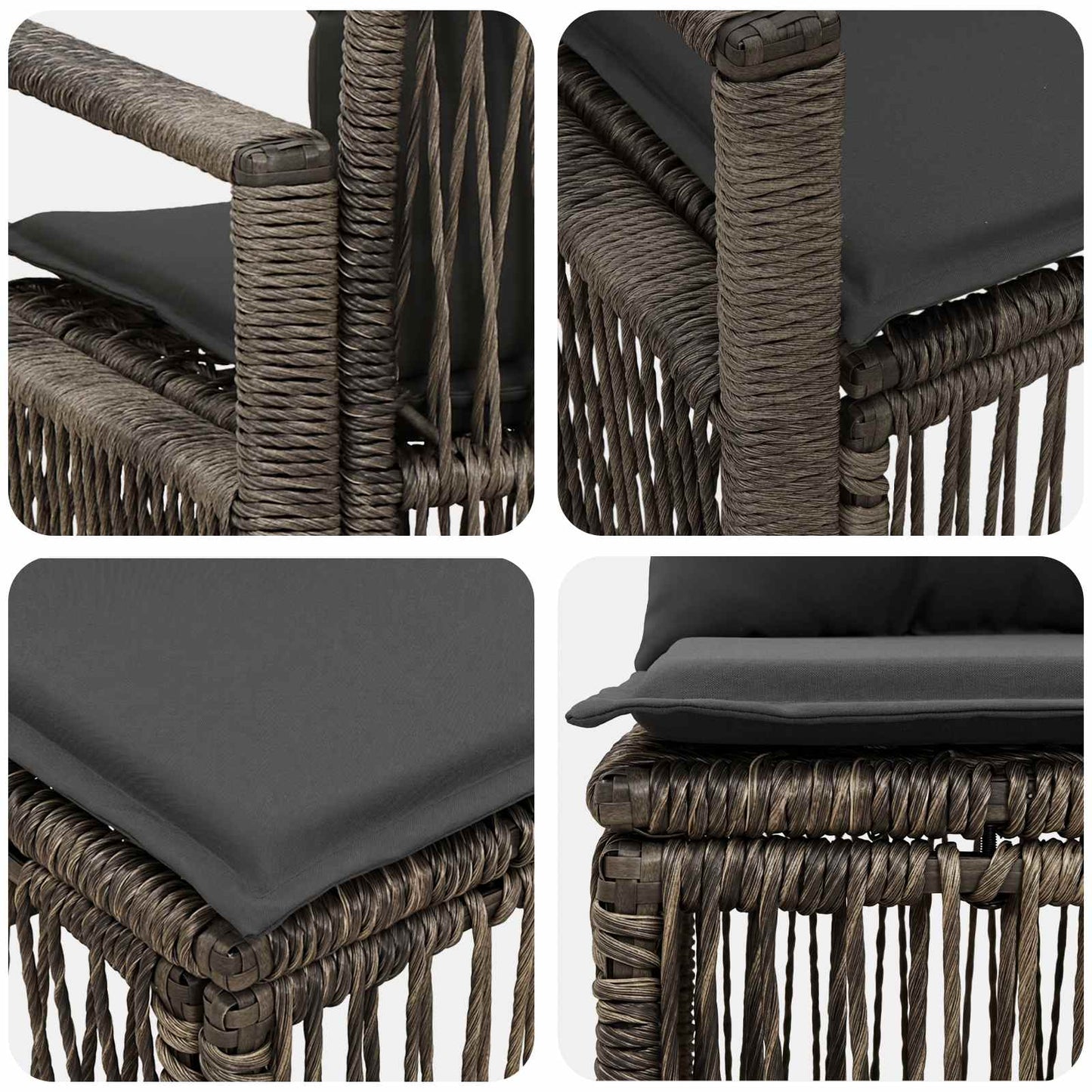 Set Divano da Giardino 9 pz Grigio polyrattan