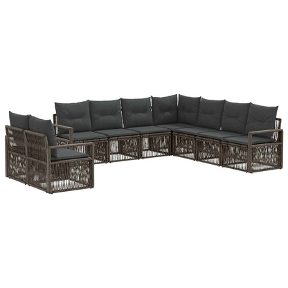 Set Divano da Giardino 9 pz Grigio polyrattan