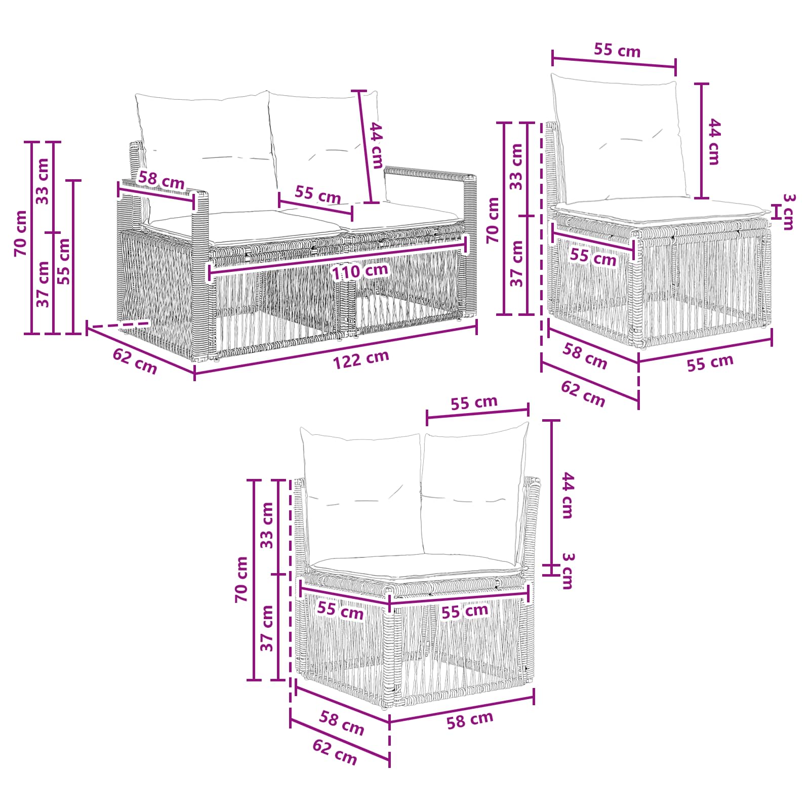 Set Divano da Giardino 9 pcs Grigio polyrattan | homemem39