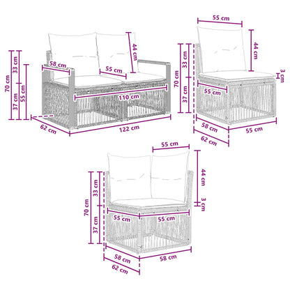 Set Divano da Giardino 9 pcs Grigio polyrattan | homemem39