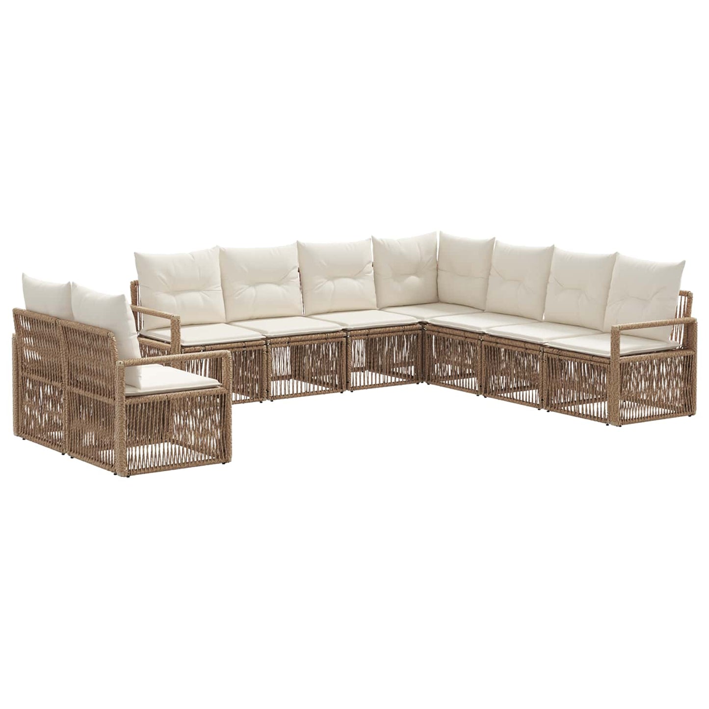 Set Divano da Giardino 9 pcs Beige polyrattan | homemem39