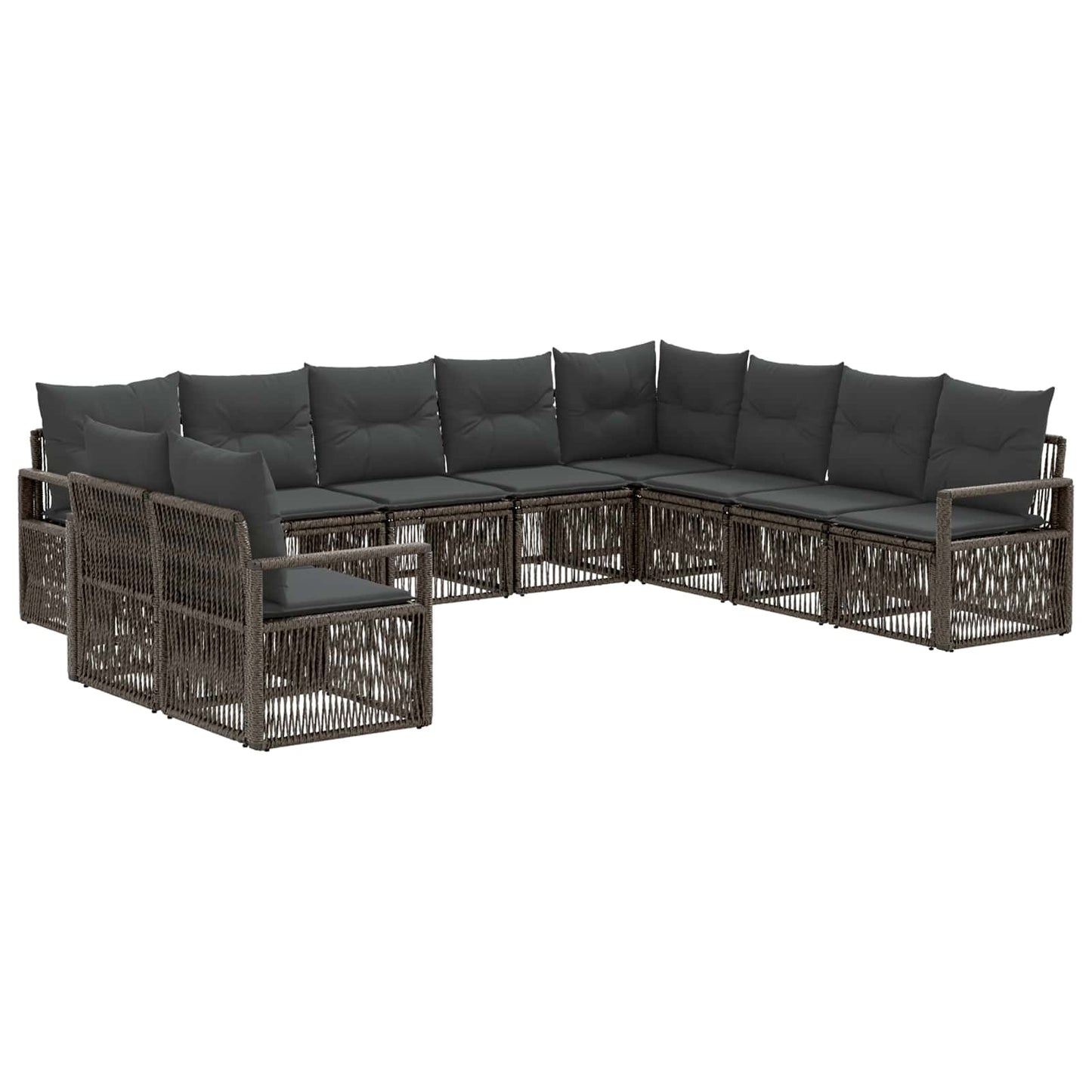 Set Divano da Giardino 10 pcs Grigio polyrattan | homemem39