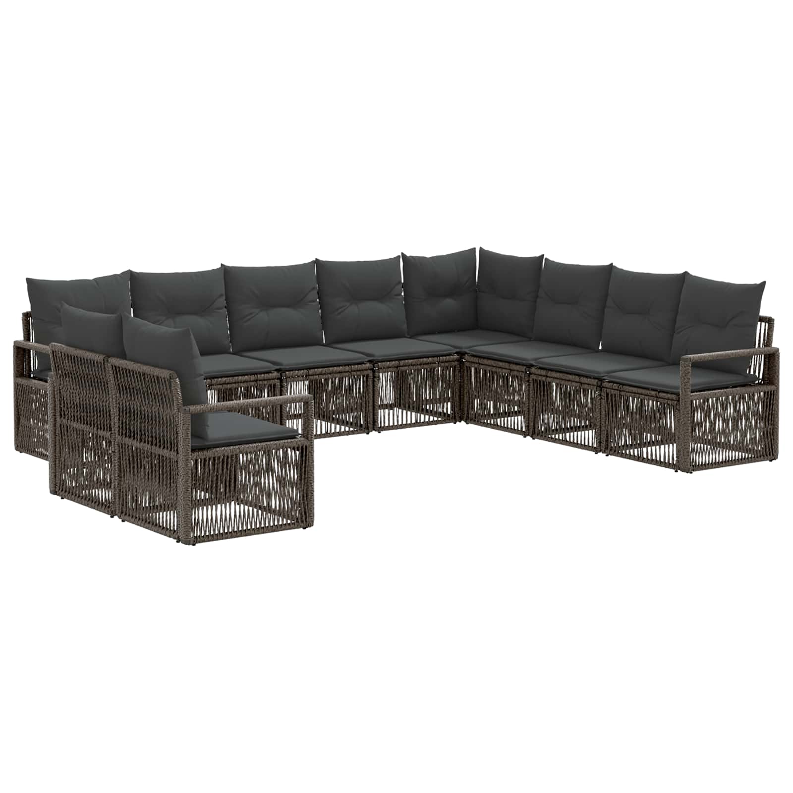 Set Divano da Giardino 10 pcs Grigio polyrattan | homemem39