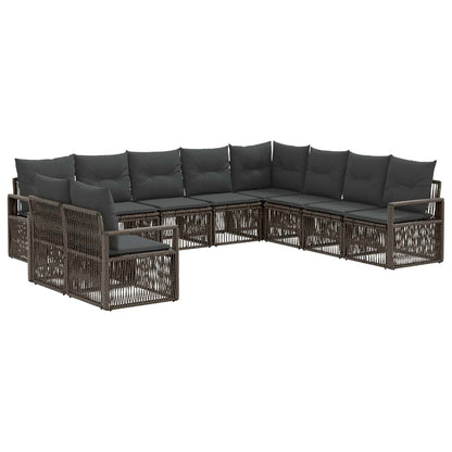 Set Divano da Giardino 10 pcs Grigio polyrattan | homemem39