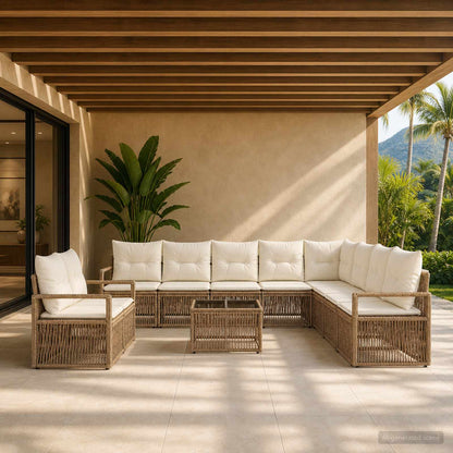 Set Divano da Giardino 11 pcs Beige polyrattan | homemem39