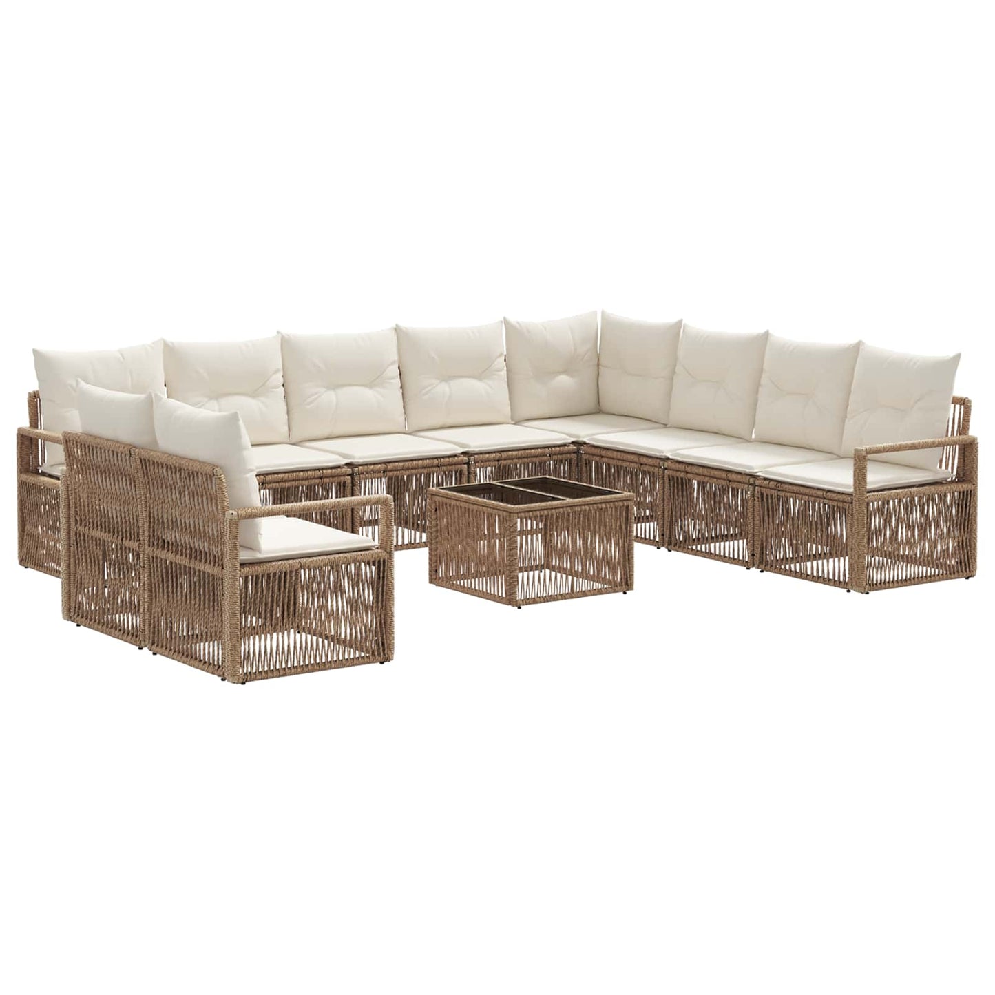 Set Divano da Giardino 11 pcs Beige polyrattan | homemem39