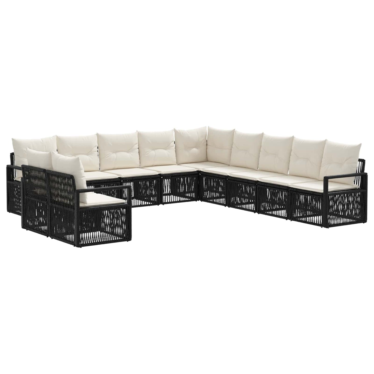Set Divano da Giardino 11 pcs Nero polyrattan | homemem39