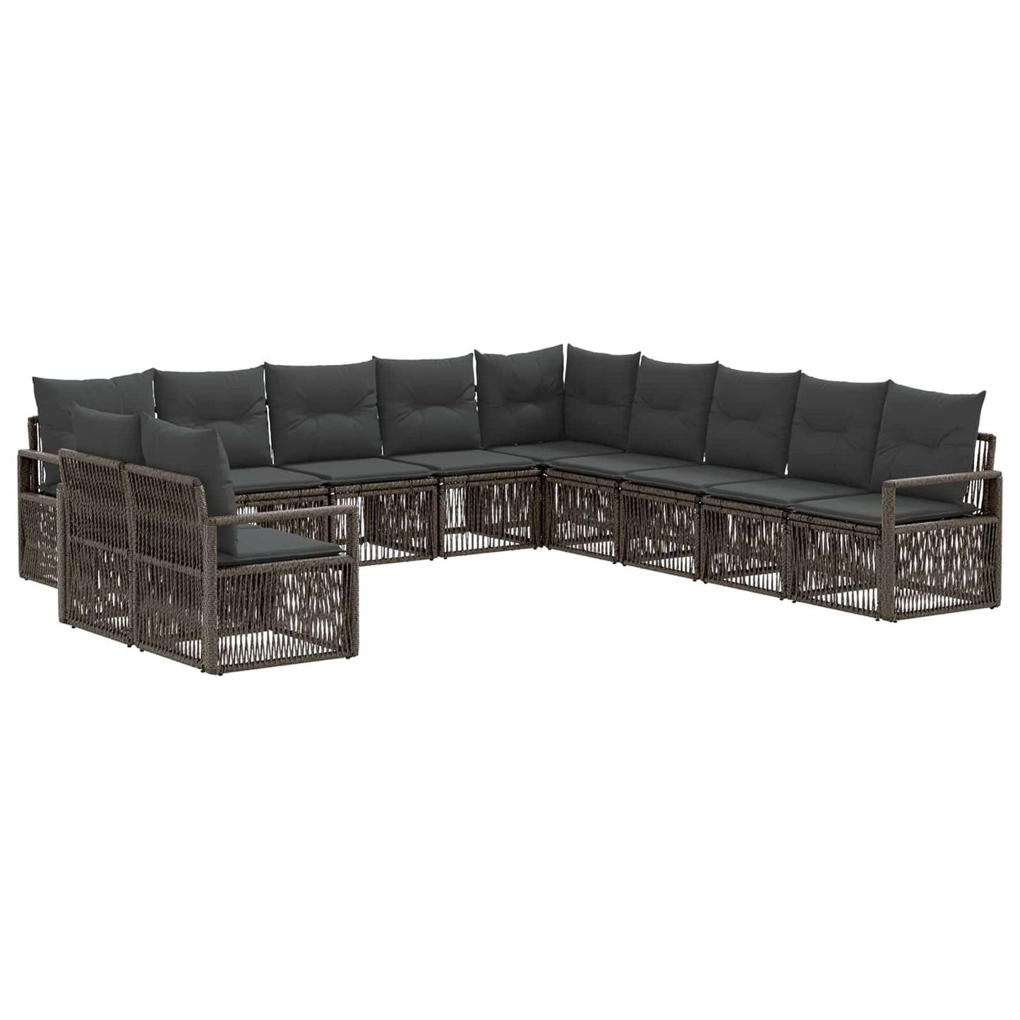 Set Divano da Giardino 11 pcs Grigio polyrattan | homemem39