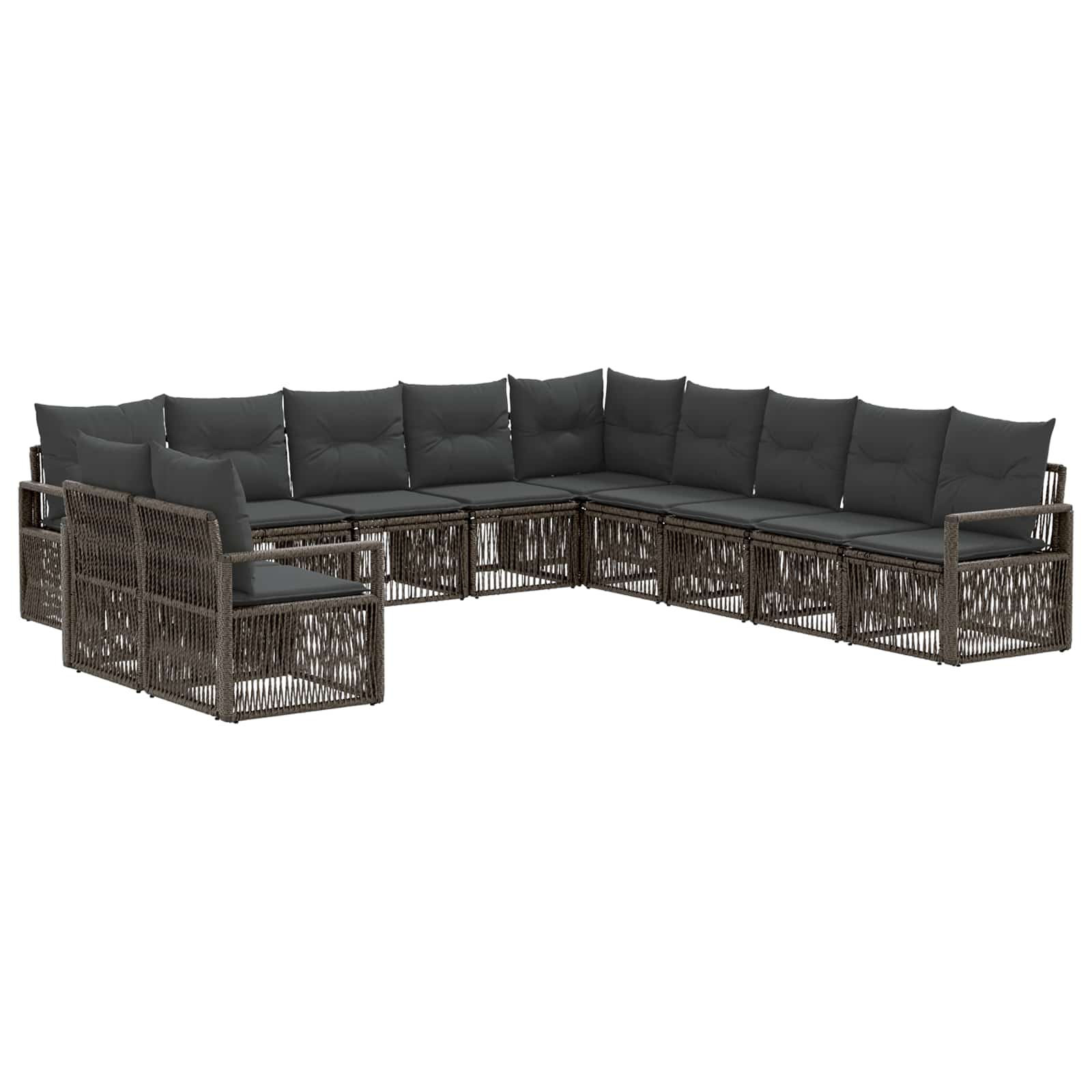 Set Divano da Giardino 11 pcs Grigio polyrattan | homemem39