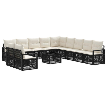Set Divano da Giardino 12 pcs Nero polyrattan | homemem39