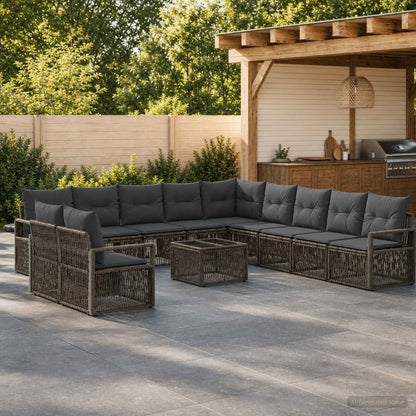Set Divano da Giardino 12 pcs Grigio polyrattan | homemem39