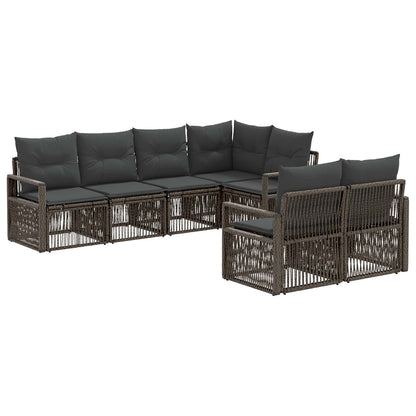 Set Divano da Giardino 7 pz 7-Numero di posti Grigio polyrattan | homemem39