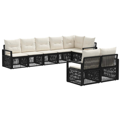 Set Divano da Giardino 8 pcs Nero polyrattan | homemem39