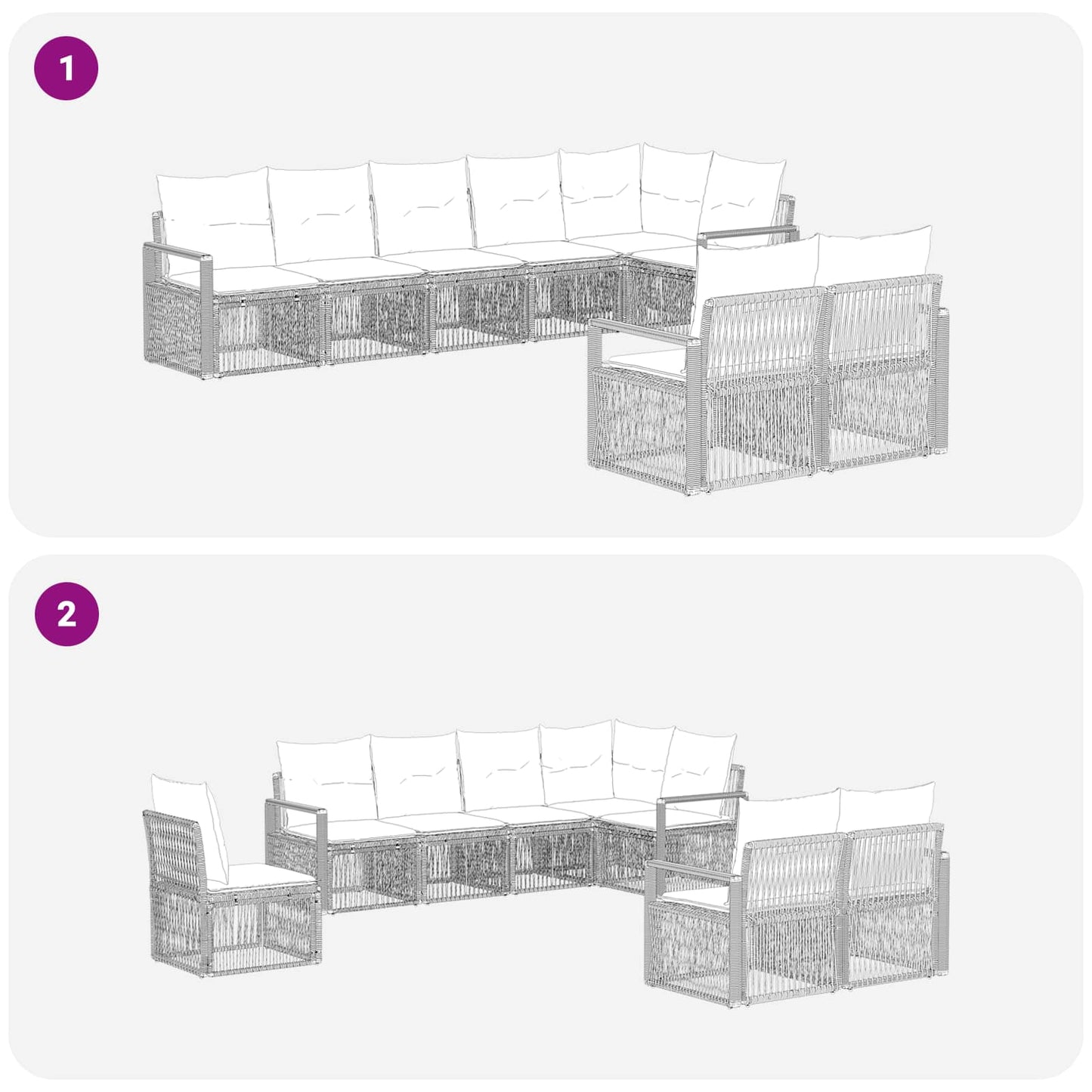 Set Divano da Giardino 8 pcs Grigio polyrattan | homemem39
