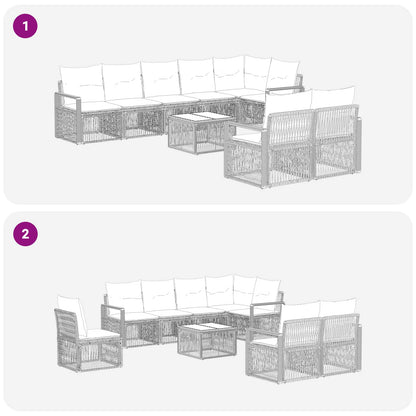 Set Divano da Giardino 9 pcs Nero polyrattan | homemem39