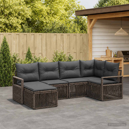 Set Divano da Giardino 6 pcs Grigio polyrattan | homemem39