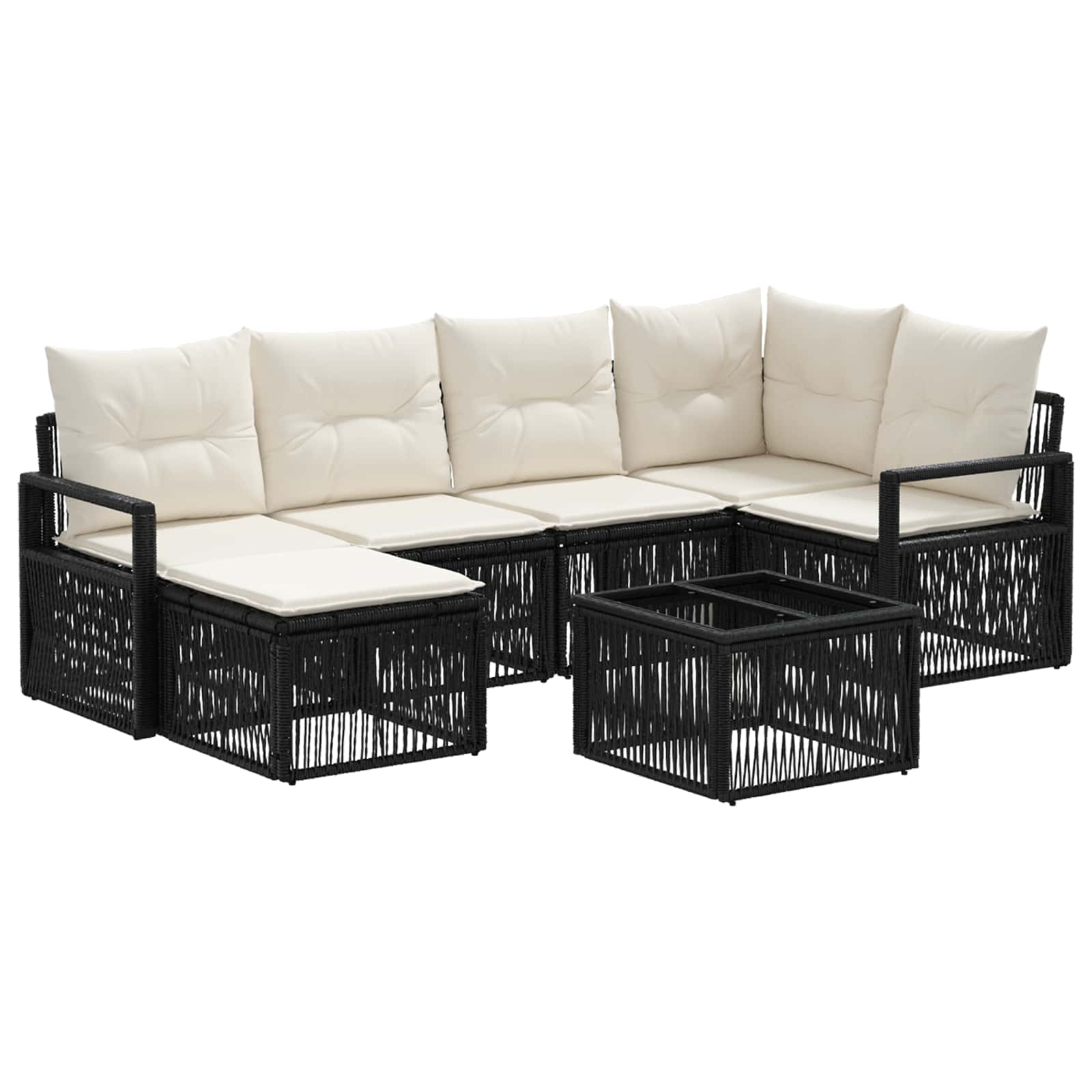 Set Divano da Giardino 7 pcs Nero polyrattan | homemem39