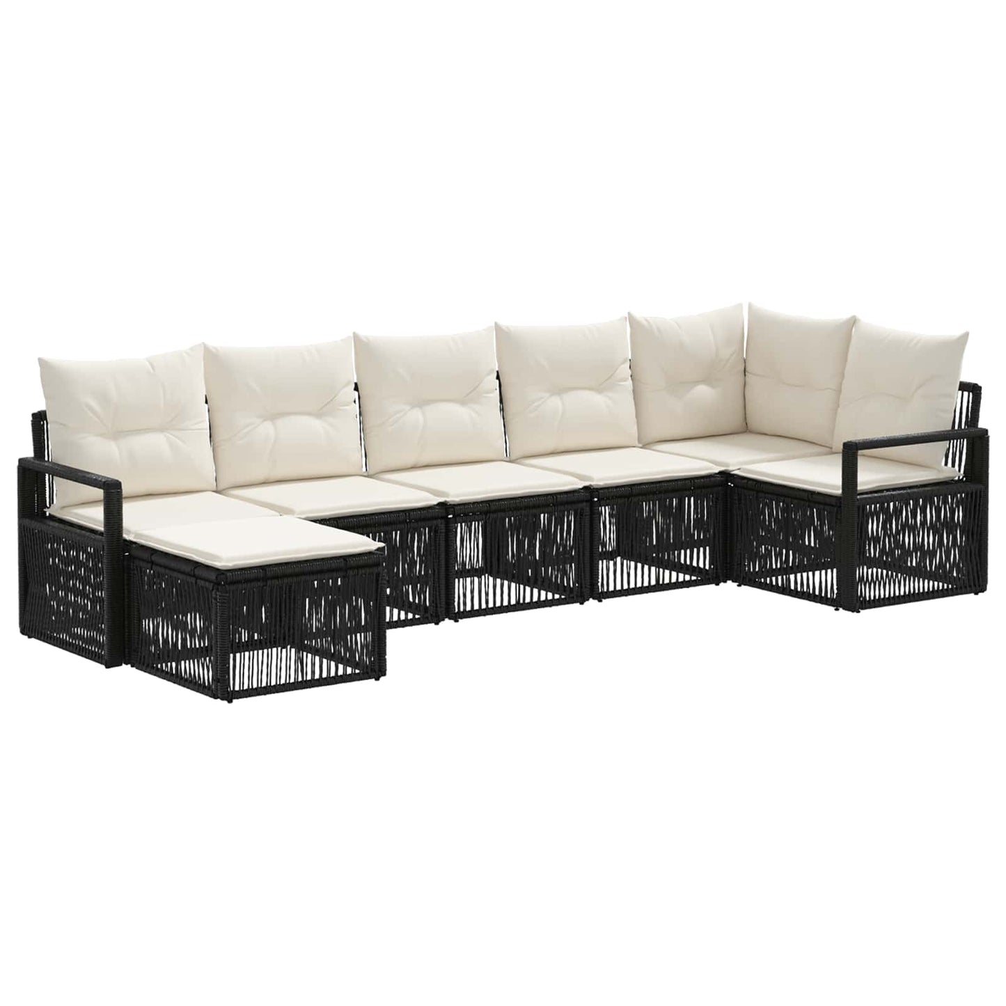 Set Divano da Giardino 7 pcs Nero polyrattan | homemem39