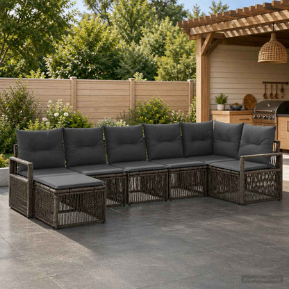 Set Divano da Giardino 7 pcs Grigio polyrattan | homemem39