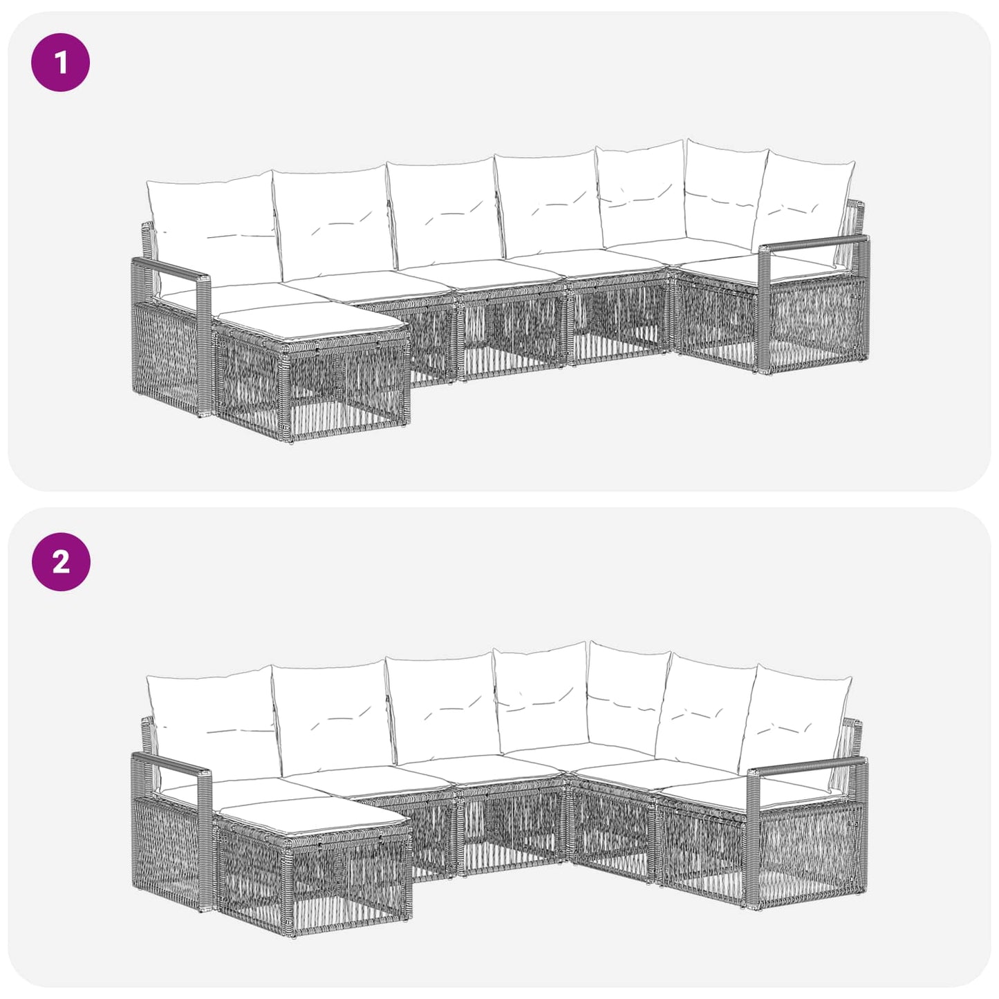 Set Divano da Giardino 7 pcs Grigio polyrattan | homemem39